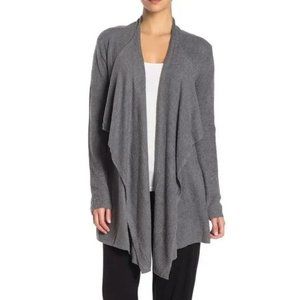 Barefoot Dreams Bamboo Cozychic Lite Calypso Drape Cardigan Sweater Grey